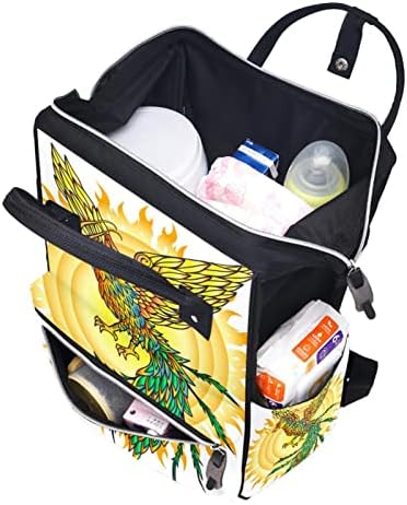 Elle Çizilmiş Phoenix Kuş ve Yanan Güneş bebek bezi çantası Sırt Çantası Bebek Bezi Değiştirme Çantaları Çok Fonksiyonlu