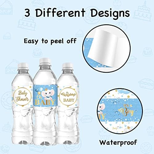30 Adet Bebek Duş Su şişe etiketleri, bu bir Erkek Cinsiyet Reveal Su şişe Sarmalayıcıları Çıkartmalar Parti Süslemeleri-Mavi