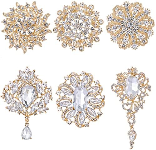 MEEDOZ Kristal Rhinestone Çiçek Broş Pin Seti Kadınlar için DIY Gelin Düğün Buket Kiti