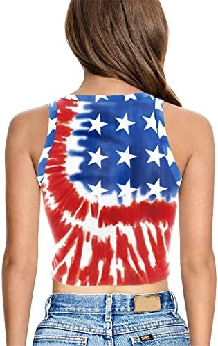 4th Temmuz Gömlek Kadınlar için Amerikan Bayrağı Yaz Kolsuz O-Boyun Tank Top Yıldız Çizgili Gömlek Casual Gömlek