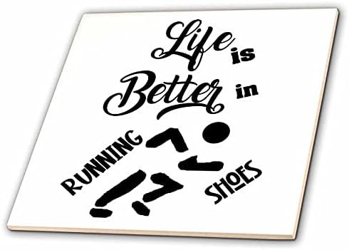 3dRose Komik Sevimli Hayat Koşu Ayakkabıları Koşucu Sporları ile daha iyidir - Fayans (ct_350020_7)
