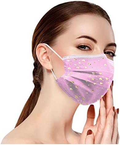 SHOWV Face_Masks Yetişkin için, 50 ADET Yetişkin Face_Masks Günlük Sequins Net İplik 3 Katmanlı Tek Kullanımlık Yüz