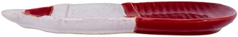 DEMDACO Şenlikli Kırmızı Beyaz Santa 5 x 9 Seramik Dekoratif Servis Tabağı Serpme Makinesi ile