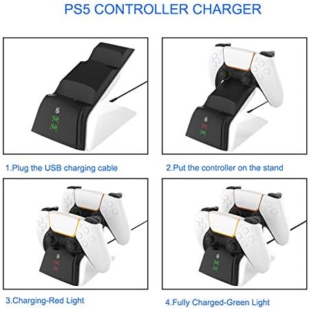 PS5 Kolu şarj standı ile Amerikan AC Adaptörü, Şarj İstasyonu PS5 Denetleyici çifte şarj makinesi ile ABD Plug AC