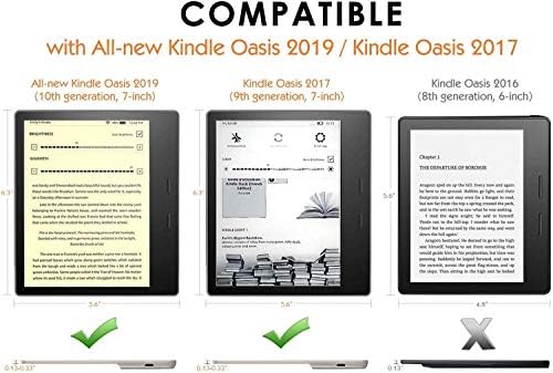 Butik Kindle Oasis Düz Renk Su Güvenli PU deri kılıf Kılıfı, Sadece Tüm Yeni 7” Kindle Oasis(10th Gen, 2019 Sürümü