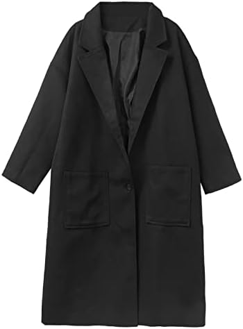Kadın Ceket Trençkot Yün Sonbahar Düz Renk Moda Mizaç Uzun Tarzı Uzun Kollu Casual Zip up kapüşonlu ceket