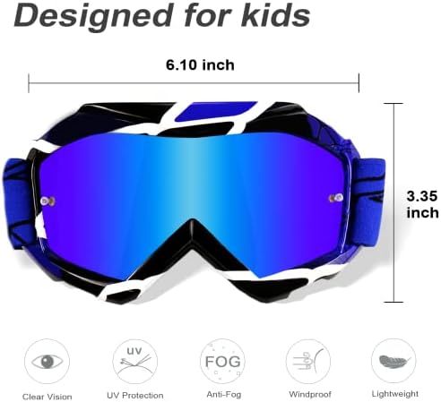 NENKI Gençlik ve Çocuk Motokros ATV Gözlük Kir Bisiklet Gözlük MX Motosiklet Off Road Gözlük Anti Sis UV Koruma Lens