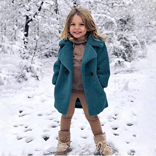 lnmuld 2022 Bebek Kız Faux Kürk Katı Uzun Ceket Yürüyor Çocuk Kış Polar Ceket Sıcak Dış Giyim Kalın Trençkot