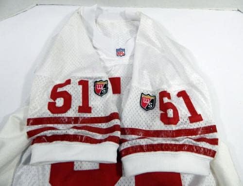 1995 San Francisco 49ers Ken Norton Jr 51 Oyunu Yayınlanan Beyaz Forma 50 DP34729 - İmzasız NFL Oyunu Kullanılmış