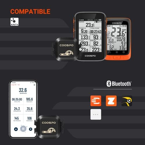 COOSPO Bisiklet Bilgisayarı GPS Kablosuz, Bluetooth'lu ANT+ Bisiklet Bilgisayarı GPS, 2.4 LCD Ekranlı Çok Fonksiyonlu