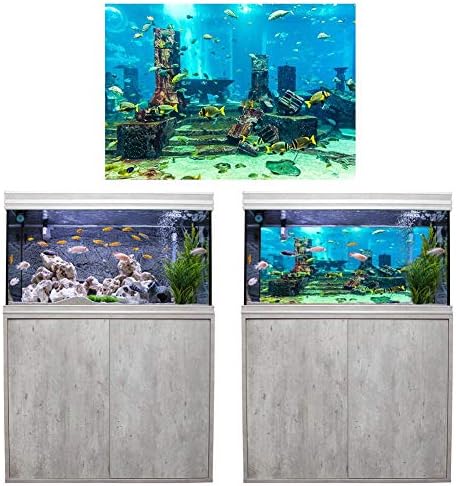 PVC Mercan Akvaryum Arka Plan Sualtı Posteri Balık Tankı Duvar Süslemeleri Sticker Akvaryum için (61 * 30cm)