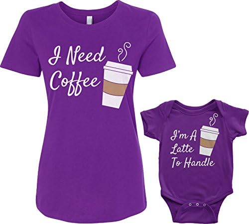 Threadrock Kahve ve Latte Bebek Tulumu ve Kadın Tişört Eşleştirme Seti