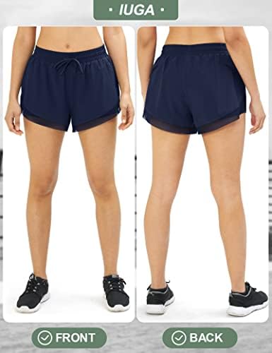 IUGA Bayan Koşu Şort Hızlı Kuru 2 in 1 Koşu Atletik Şort Cepler ile Kadınlar için Egzersiz Spor Yoga Aktif Şort