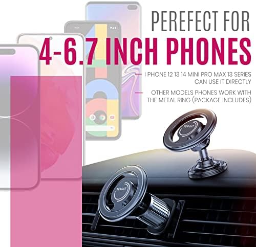 iPhone için TEROİT MagSafe Araç Montajı-Araba Havalandırma Panosu için 360° Döndürme Güçlü Manyetik Telefon Tutucu-iPhone