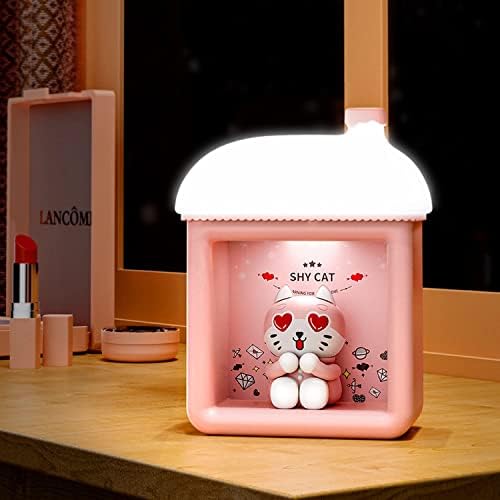 DIYOOHOMY pembe kedi gece lambası çocuklar için Kawaii odası Noel süslemeleri yatak odası için USB şarj edilebilir