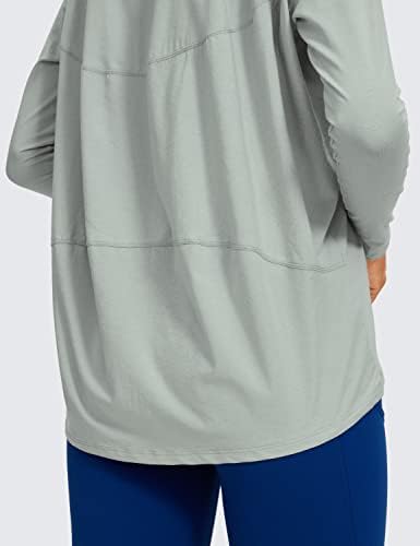 CRZ YOGA Uzun Kollu Egzersiz Gömlek Kadınlar için Gevşek Fit-Pıma Pamuk Yoga Gömlek Casual Sonbahar Gömlek Tops