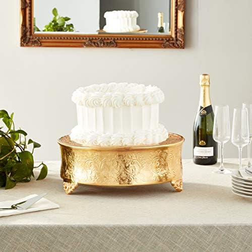 Elegance Yuvarlak Süslü Düğün Pastası Standı Servis Aksesuarları, 16, Altın