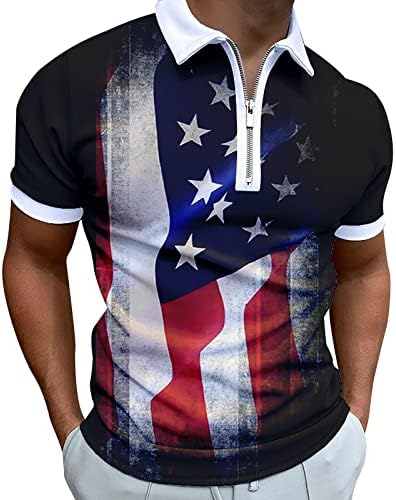 Erkek polo gömlekler Retro ABD Bayrağı 4th Temmuz Vatansever Polo Üstleri Yaz Rahat Kısa Kollu T Shirt