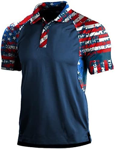 Vintage polo gömlekler Erkekler için 4th Temmuz Vatansever Kısa Kollu T Shirt Yaz Rahat Golf Polos 3D Baskılar Tunikler
