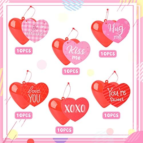 Sevgililer Kalp Plastik Kutu Çocuklar Sevgililer Kartlı Kırmızı Kalp Şeklinde Kutu Kordon ile Kalp Şeker Kabı Değişim