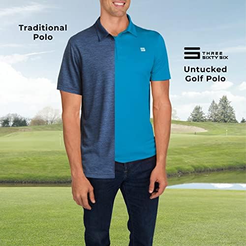 Erkek Untucked Golf Polo Gömlekleri-Mükemmel Uzunlukta, Çabuk Kuruyan, 4 Yönlü Streç Kumaş. Nem Esneklik, UPF 50