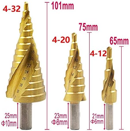 Sondaj Adım Uçları Ağaç İşleme Metal Matkap Ucu Titanyum Alaşımlı Spiral Oluk Adım Matkap Ucu 4-12/4-20/4-32mm Adım