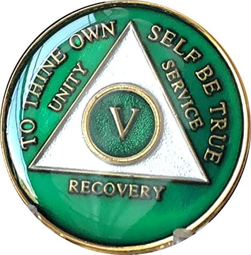 5 Yıl AA Madalyon Metalik Yeşil Üç Plakalı Altın Kaplama Çip
