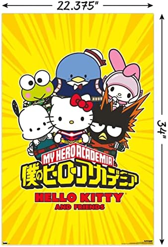 Trendler Uluslararası My Hero Academia x Hello Kitty ve Arkadaşları-Grup Duvar Posteri, 22.375 x 34, Çerçevesiz Versiyon