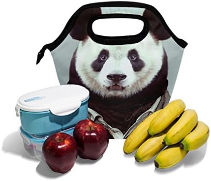 Vıpsk Öğle Yemeği Çantası Siyah Ve Beyaz Panda İnsanlar Öğle Yemeği kutusu, su geçirmez Açık Seyahat Piknik Taşıma