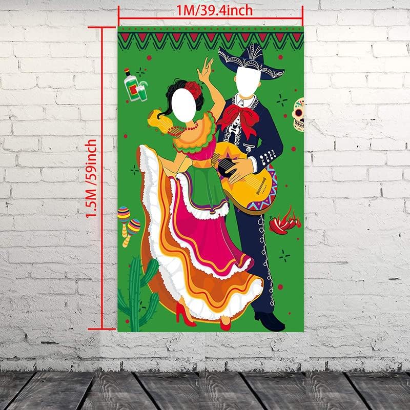 Cinco de Mayo Fiesta Çift Fotoğraf Kapı Afiş 5x3FT Meksika Tema Fotoğraf Backdrop Komik Fiesta Oyunları Malzemeleri