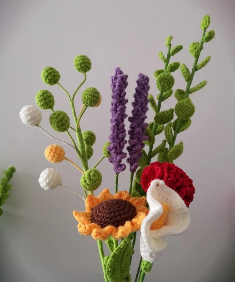 GRETD 2 adet/grup El Örgü ıpliği Tığ Meyveleri yapay çiçekler düğün buketi Dekorasyon (Renk: A, Boyut: 2 adet)