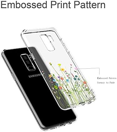 Unov Kılıf için Galaxy S9 Artı Temizle ile Tasarım Yumuşak TPU Şok Emme İnce Kabartmalı Çiçek Desen Koruyucu arka