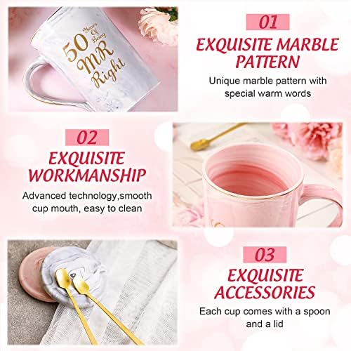 Mimorou 2 Paketi 50th Düğün Hediyeleri Kahve Kupalar 50 Yıl Çift Yıldönümü Bardak Kaşık ile Doğum günü hediyesi Olmanın