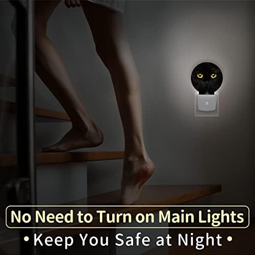 Gece ışıkları 2 paket, kedi hayvan gözler yuvarlak fiş içine duvar Topografya, otomatik Karanlık Şafak LED Gece Lambası