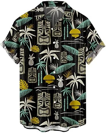Erkek Hawaiian Çiçek Gömlek Kısa Kollu Düğme Gömlek Tropikal Aloha Gömlek Tatil Rahat Plaj Tatil Gömlek