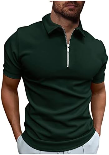 RTRDE erkek Gömlek Yaz Spor Kısa Kollu Golf Gençlik Fermuar Rahat Üst kısa polo gömlekler