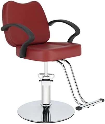KALİTELİ berber koltuğu Kırmızı PVC Yük Taşıyan 150kg Deri Yuvarlak Demir Taban berber koltuğu