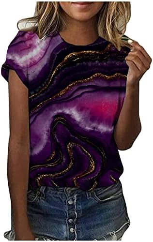 Moda T Shirt Kadınlar için Renkli Batik Gömlek Crewneck Kısa Kollu Tee Tops 2023 Yaz Casual Bluzlar