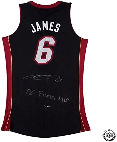 LeBron James İmzalı ve yazılı 2X Finalleri MVP Siyah ısı Forması-Üst Güverte imzalı NBA Formaları