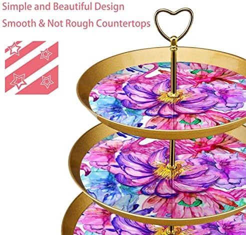 Tatlı Fincan Kek Standı, Masa Dekorasyon için Düğün Doğum Günü Partisi Kutlama, Renkli Çiçek Desen