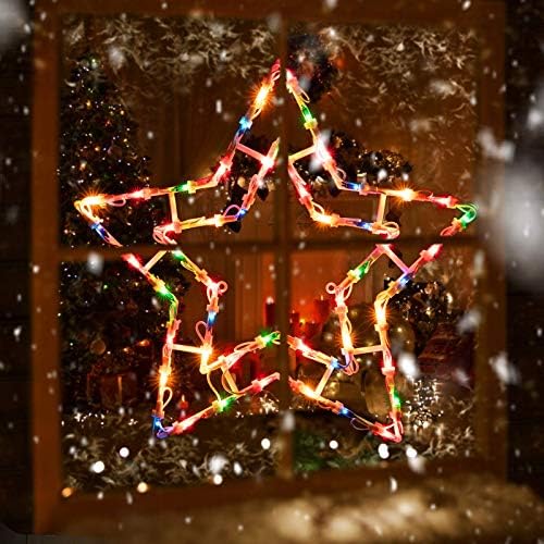 16 inç noel pencere siluet ışıkları süslemeleri paketi 2 ışıklı kar tanesi ve yıldız Noel pencere ışıkları ile 100