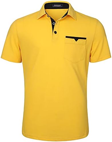 Erkek polo gömlekler Kısa Kollu Düzenli Fit Pamuk Pike POLO cepli gömlek Klasik Baskılı Yaka Streç Golf Polo