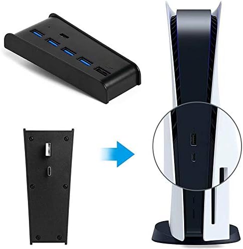 PS5 için 5 Port USB Hub, Megadream Yüksek Hızlı Genişleme Hub Şarj Splitter Adaptörü ile 4 USB + 1 USB Şarj Portu