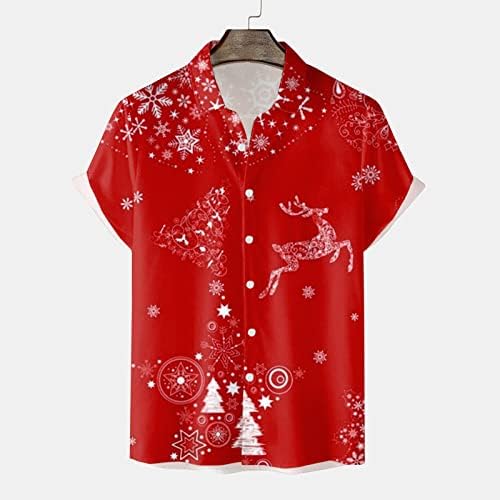 WYBAXZ Noel Gömlek Mens Erkekler ıçin Rahat Kısa Kollu Sonbahar Kış Noel 3D Baskılı Gömlek Moda üst Bluz