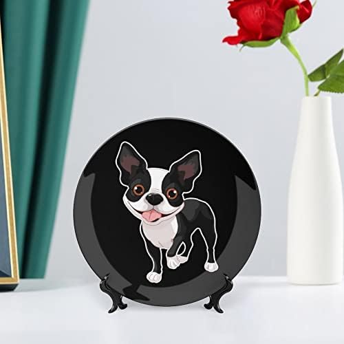 Komik Boston Terrier Asılı Seramik Dekoratif Tabak Ekran Standı ile Özelleştirilmiş Yıldönümü Düğün Hediyeleri Çift
