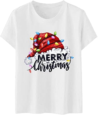 Noel Büyük Boy T Shirt Bayan Noel Baskı O-boyun Kısa Kollu Bluz Tops Tees T Shirt Komik koşu tişörtü
