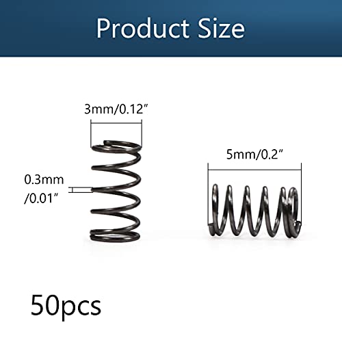 MroMax 50 Adet Sıkıştırılmış Yay, 0.01 Tel Çapı, 0.12 OD, 0.2 Serbest Uzunluk, gri Siyah Yay Çelik Genişletilmiş