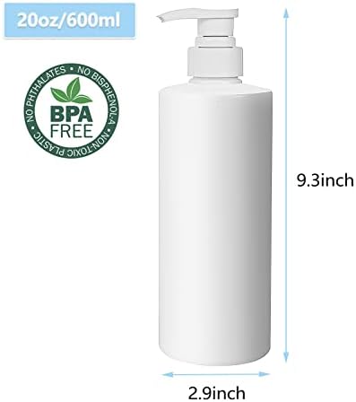 20 oz El Sabunu dispenseri Beyaz Plastik pompa şişeleri Banyo Mutfak için, Boş Doldurulabilir Sıvı Kabı, 2 Paket