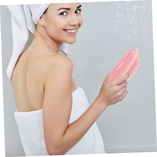 FOMİYES Banyo Fırçası Kanca ile Silikon Vücut Yıkayıcılar Kadın Saç Fırçası Banyo Fırçaları şampuan Fırça Pembe Bebek