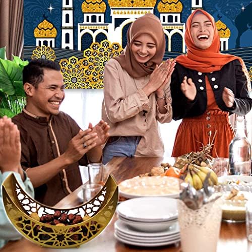 Eid Mubarak Tepsi Ay Yıldız Yemek Tabağı Tepsi Meyve Tabağı Ramazan Dekorasyon, Masa Servis Tepsisi Sofra Tatlı Gıda
